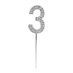 O'Creme Silver Rhinestone 'Number Three' Cupcake Topper