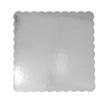 O'Creme Silver Scalloped Square Cake Board, 10", Pack of 5 