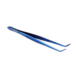 O'Creme Stainless Steel Blue Curved Fine Tip Tweezers, 6.25" 