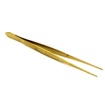 O'Creme Stainless Steel Gold Straight Fine Tip Tweezers, 6.25" 