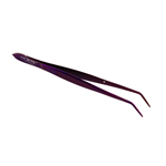 O'Creme Stainless Steel Purple Curved Fine Tip Tweezers, 6.25" 