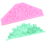 O'Creme Tiara with Hearts Silicone Mold, 7.75" x 3.3" x .3" High