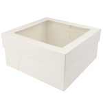 O'Creme White Cake Box Bottom with Separate-Piece Window Top; 12" x 12" x 6"  - Pack Of 5