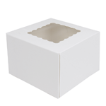 O'Creme White Cake Box with Window, 6" x 6" x 4" - Pack of 5