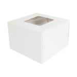 O'Creme White Cake Box with Window, 6" x 6" x 4" - Pack of 25