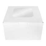 O'Creme White Cardboard Cake Box with Window, 10" x 10" x 4" - Pack of 5