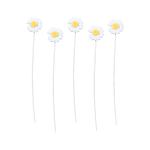 O'Creme White Daisy Cake Toppers, Pack of 5