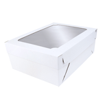 O'Creme White Half Size Cake Box, 8" deep, with Window - Pack of 5