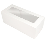 O'Creme White Log Box with Scalloped Window, 14.5" x 5" x 3" - Case of 100