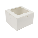 O'Creme White One Compartment Cupcake Box with Window, 4" x 4" x 4" - Pack of 25