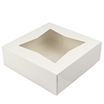 O'Creme White Pie Box, with Window, 10 x 10 x 2.5 Inches Deep - Pack Of 5