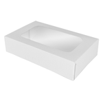 O'Creme White Treat Box with Window, 8.5" x 5.5" x 2", Pack of 5 