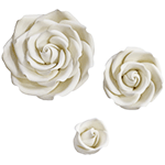 O'Creme White Rebecca Rose Gumpaste Flowers, Set of 6