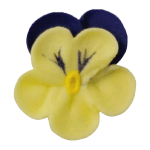 O'Creme Yellow with Purple Trim Pansy Royal Icing Flowers, Set of 16