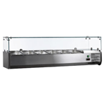 Omcan 59" Refrigerated Topping Rail with Glass Sneeze Guard