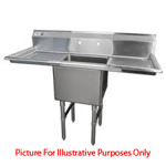LJ2424-1RL One Compartment NSF Commercial Sink with Two Drainboards - Bowl Size 24 x 24