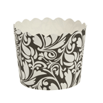 Large Black Floral Print Paper Baking Cup, 5 oz Capacity 2.5