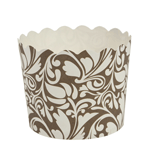 Large Light Brown Floral Print Paper Baking Cup, 5 oz Capacity 2.5" Dia. x 2.25" High, Pack of 16