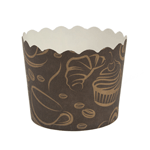 Large Light and Dark Brown Coffee Themed Paper Baking Cup, 5 oz Capacity 2.5" Dia. x 2.25" High, Pack of 16
