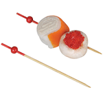 Packnwood 209BBKYOTO Kyoto Bamboo Pick 3.5" with Red Bead and Red End - Case Of 2000