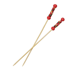 Packnwood "FUJI" Bamboo Pick with Natural Beads and Red Design, 4.75" - Case of 2000