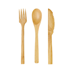 Packnwood Bamboo 3 in 1 Cutlery Kit, 6.3", Case of 250