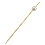 Packnwood Bijou Bamboo Pick with White Pearl, 3.5" - Case of 2000