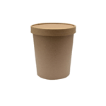 Packnwood Brown Kraft Soup Cup with Kraft Lid Included, 18 oz.,  3.8" Dia. x  4.5" H, Case of 250
