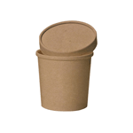 Packnwood Brown Kraft Soup Cup with Kraft Lid Included, 16 oz., 3.8" Dia. x  4" H, Case of 500