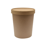 Packnwood Brown Kraft Soup Cup with Kraft Lid Included, 32 oz., 4.5" Dia. x 5.5" H, Case of 250