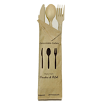 Packnwood Compostable & Heat Proof Bamboo Fiber 4 in 1 Cutlery Kit With Kraft Bag, 6