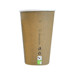 Packnwood Compostable Single Wall Paper Cup, 16 oz, 3.5" Dia. x 5.3" H, Case of 1000 
