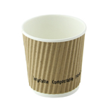 Packnwood Compostable Rippled Kraft Cup, 4 oz., 1.8" x 2.35" - Case of 1000