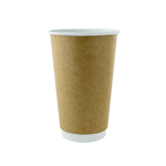 Packnwood Double Wall Compostable Kraft Paper Cups, 20 oz, 3.5" Dia. x 6.3" H, Case of 500