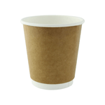 Packnwood Double Wall Kraft Compostable Paper Cups, 8 oz., 3.15" Dia. x 3.5" H, Case of 500