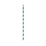 Packnwood Durable Green & White Striped Cocktail Paper Straws, 0.2" Dia. x  5.7" H, Case of 3000