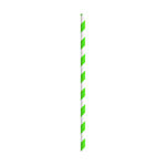 Packnwood Durable Wrapped Green Striped Paper Straws, .2" Dia. x  8.3", Case of 3000