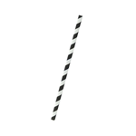 Packnwood Durable Unwrapped Smoothie Paper Straws With White & Black Stripes, .3" Dia. x 7.75", Case of 3000