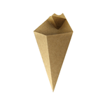 Packnwood Kraft Paper Cones with Dipping Sauce Compartment, 8 oz, 8.75" x 5.25", Case of 500