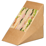 Packnwood Kraft XL Triple Sandwich Wedge with Window, 4.8" x 3.2" x 4.8", Case of 500