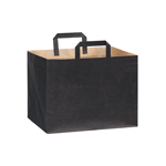 Packnwood Large & Wide Black Paper Bag with Handle, 12.5" x 8.7" x 9.65" H, Case of 250