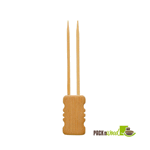 Packnwood Mbola Double Prong Bamboo Skewer with Block End, 3.9" - Case of 480