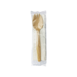 Packnwood Individually Wrapped Wooden Spork with Napkin, 5.7