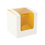 PacknWood Yellow Cupcake Box with Window, 3.3" x 3.3" x 3.3" - Pack of 5