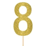 Party Habits Gold Glitter 'Number Eight' Cake Topper, 7" 