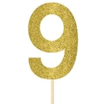 Party Habits Gold Glitter 'Number Nine' Cake Topper, 7" 
