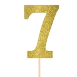 Party Habits Gold Glitter 'Number Seven' Cake Topper, 7" 