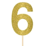 Party Habits Gold Glitter 'Number Six' Cake Topper, 7" 