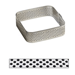 Pavoni "Progetto Crostate" Perforated Stainless Rounded Square Tart Ring, 8.5cm x 2cm High (3-7/8" x 3/4" H) 