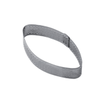 Pavoni Perforated Stainless Rounded Oval Tart Ring, 53 x 98.5 x 20 mm H